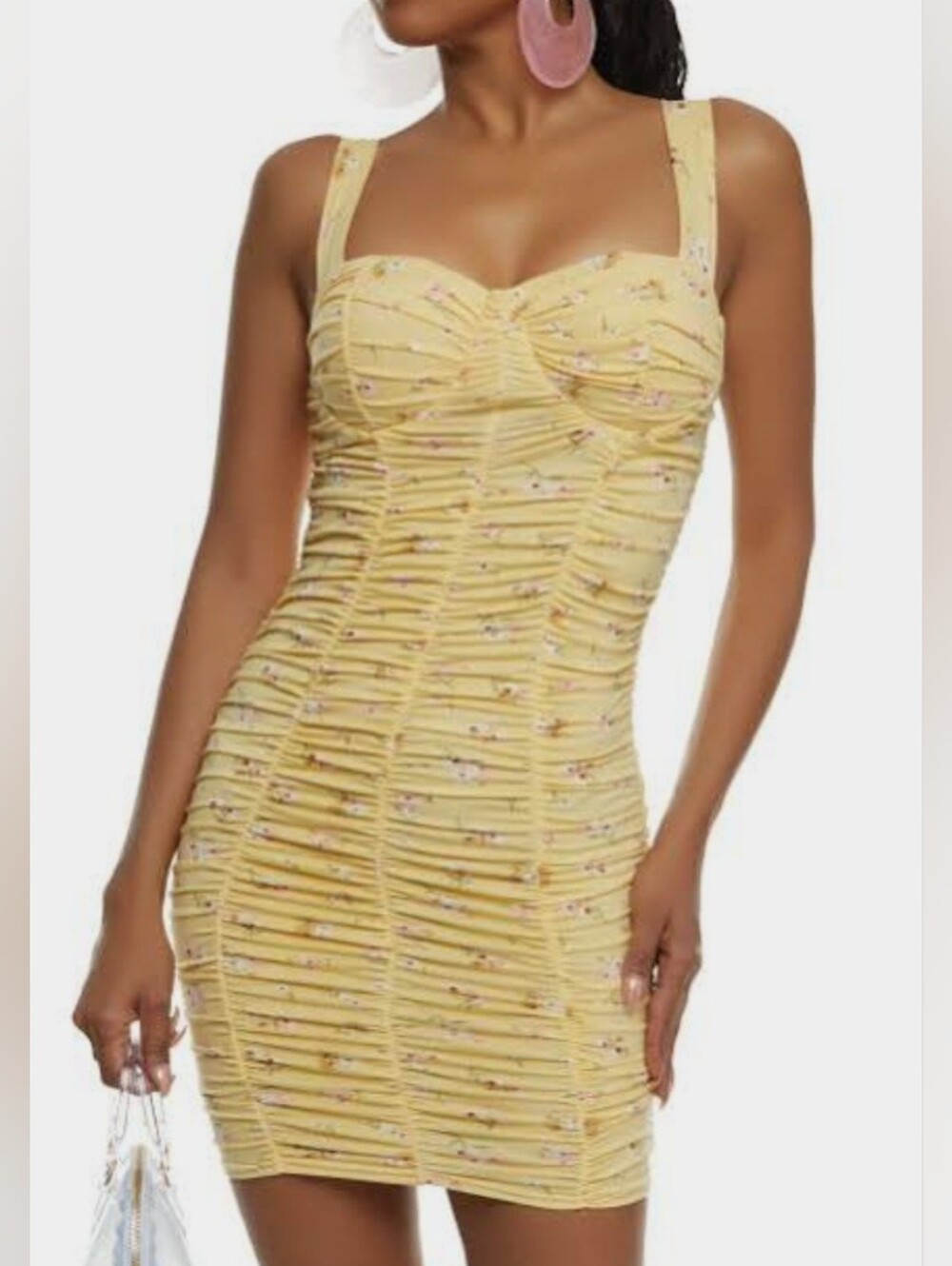 Haute Monde Yellow Bodycon Mini Dress
